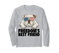 Patriotic Bulldog American Flag Funny USA Freedom Long Sleeve T-Shirt