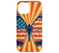 Patriotic butterfly with American flag wings with ray blast Case for iPhone 15