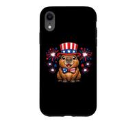 Patriotic Capybara Fireworks America Pride Case for iPhone XR