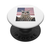 Patriotic Cat Selfie USA Flag Sunglasses PopSockets Adhesive PopGrip