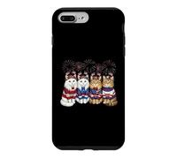 Patriotic Cat Squad 4th of July Floral Fireworks Cute Cats Case for iPhone 7 Plus/8 Plus