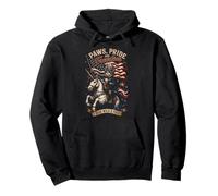 Patriotic Cat Unicorn Ride Wild and Free Pullover Hoodie