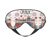 Patriotic Cats Printing Rest Sleep Eye Mask, Soft Eye Mask for Home & Camping, Blocks Light, Comfortable for Most Users