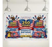Patriotic Celebration Backdrop, Colorful America Independence Day Decorations, Red White Blue Festive Background for Party Events, 250 Years Anniversary 1776-2026 71x43 Inch