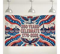 Patriotic Celebration Backdrop, Red White Blue Festive Party Decorations, 250 Years Celebrate 1776-2026 Photo Background for Independence Day Events 71x43 Inch