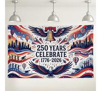 Patriotic Celebration Backdrop, Vintage America Style Party Decorations, Red White Blue Indoor/Outdoor Banner for 250 Years Anniversary Events 71x43 Inch