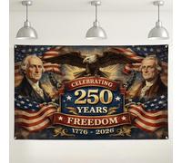 Patriotic Celebration Banner, Vintage America Freedom Backdrop, Red White Blue Independence Day Party Decoration, 250 Years Anniversary Photo Background 71x43 Inch