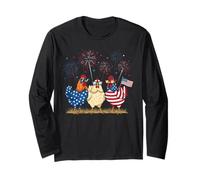 Patriotic Chicken Squad July 4th Humor American Flag Women Long Sleeve T-Shirt