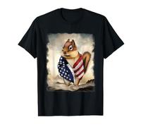 Patriotic Chipmunk American Flag USA Wildlife Value Graphic T-Shirt