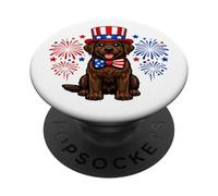 Patriotic Chocolate Lab Labrador Fireworks America Pride PopSockets Adhesive PopGrip