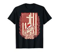 Patriotic Christian Christmas Angler Bass US Flag Value Graphic T-Shirt