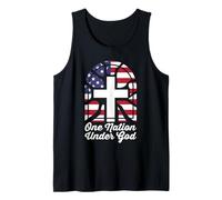 Patriotic Christian USA Map US Flag One Nation Under God Tank Top
