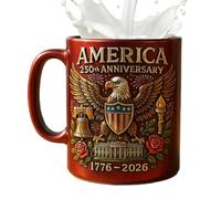 Patriotic Coffee Mug - 11 oz American Flag Design, Eagle Themed Ceramic Cup, Bold 250th Aniversary Print | Ceramic Mug Commemorative Gift Idea for Veterans Dad Father Husband