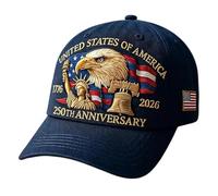 Patriotic Comemorative Cap - Casual Outdoor Cap, Hat With Embroidered Design | Fourth Of July Accessories, Festival Sportswear, Adjustable Embroidered Design | For Celebration Parade Commuting Use