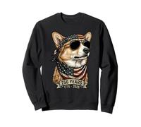 Patriotic Corgi Dog American Flag Bandana Sunglasses Sweatshirt
