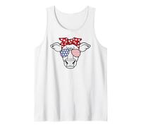 Patriotic Cow 4th of July USA Flag Independence Day Farm Tank Top