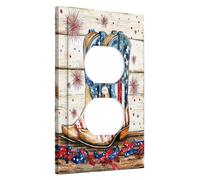 Patriotic Cowboy Boots Light Switch Cover Plates/Outlet Covers, Vintage American Flag Western Decor, Thermoplastic Wall Plates, Standard Size Single Duplex Outlet