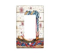 Patriotic Cowboy Boots Light Switch Cover Plates/Outlet Covers, Vintage American Flag Western Decor, Thermoplastic Wall Plates, Standard Size Single Rocker