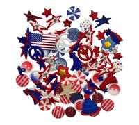 Patriotic Craft & Sewing Buttons - 50 Piece Red White & Blue Button Assortment