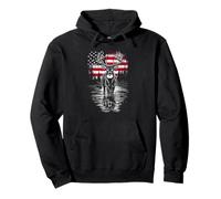 Patriotic Deer Hunting Whitetail American Flag Buck Pullover Hoodie