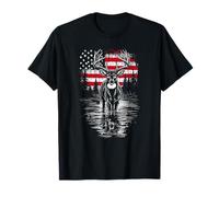 Patriotic Deer Hunting Whitetail American Flag Buck T-Shirt