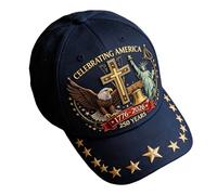 Patriotic Design Men's Hats, Adjustable with Strap and Embroidery, 250th Embroidered Patriotic Hats Souvenir - for Young Women Work Golf Daily Life Photo and Party Accessory, blue