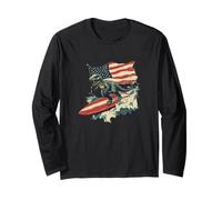 Patriotic Dinosaur Rides the Tide Costume Long Sleeve T-Shirt