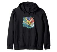 Patriotic Dinosaur Riding the Waves Costume Zip Hoodie
