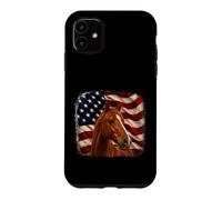 Patriotic Distressed 4th July American Flag Chestnut Horse Case for iPhone 11