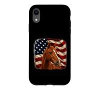 Patriotic Distressed 4th July American Flag Chestnut Horse Case for iPhone XR