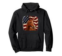 Patriotic Distressed 4th July American Flag Chestnut Horse Pullover Hoodie