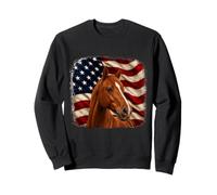 Patriotic Distressed 4th July American Flag Chestnut Horse Sweatshirt