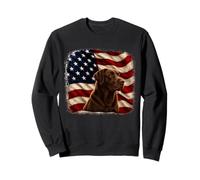 Patriotic Distressed 4th July American Flag Chocolate Lab Sweatshirt