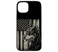 Patriotic Doberman Pinsch Dog AMERICAN FLAG 4th Of July Case for iPhone 15 Plus