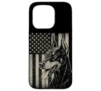 Patriotic Doberman Pinsch Dog AMERICAN FLAG 4th Of July Case for iPhone 15 Pro