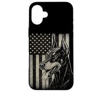 Patriotic Doberman Pinsch Dog AMERICAN FLAG 4th Of July Case for iPhone 16 Plus