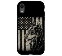 Patriotic Doberman Pinsch Dog AMERICAN FLAG 4th Of July Case for iPhone XR