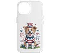 Patriotic Dog Uncle Sam Hat Fourth of July Case for iPhone 14