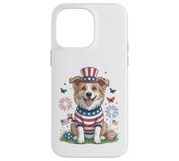 Patriotic Dog Uncle Sam Hat Fourth of July Case for iPhone 14 Pro Max