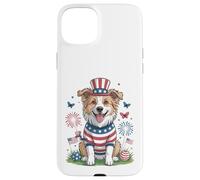 Patriotic Dog Uncle Sam Hat Fourth of July Case for iPhone 15 Plus