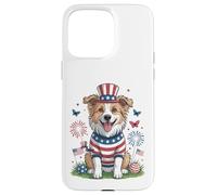 Patriotic Dog Uncle Sam Hat Fourth of July Case for iPhone 15 Pro Max