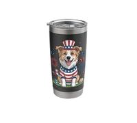 Patriotic Dog Uncle Sam Hat Fourth of July Stainless Steel Insulated Tumbler