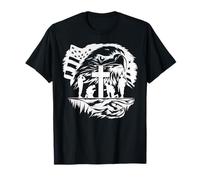 Patriotic Eagle, American Flag, Christian Cross, Military T-Shirt
