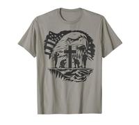 Patriotic Eagle, American Flag, Christian Cross, Praying T-Shirt