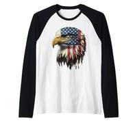 Patriotic Eagle American Flag USA Pride Vintage Distressed Raglan Baseball Tee