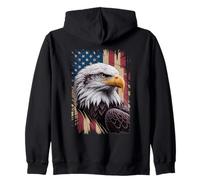 Patriotic Eagle American Flag USA Pride Vintage Distressed Zip Hoodie