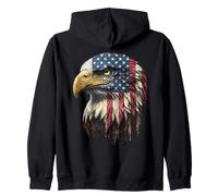 Patriotic Eagle American Flag USA Pride Vintage Distressed Zip Hoodie