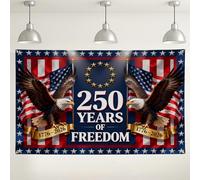 Patriotic Eagle Banner Backdrop, America Flag Celebration Decorations, Red Blue Gold Freedom Theme for 250 Years Event, Indoor/Outdoor Party Supplies 71x43 Inch