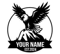 Patriotic Eagle Metal Wall Art - Custom Monogram, Name & Address Signs - American Eagle Bird Decor (Style-1)