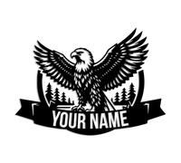 Patriotic Eagle Metal Wall Art - Custom Outdoor Monogram, Name, Address Sign - American Bird Decor for Eagle Lovers (Style-4)